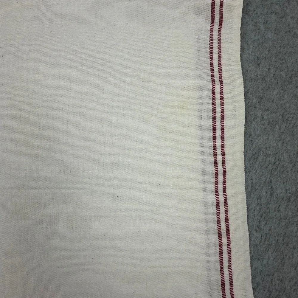 7PC Vtg Linen Farmhouse Tablecloths Bread Cloths Red Stripe 32x34 French Country